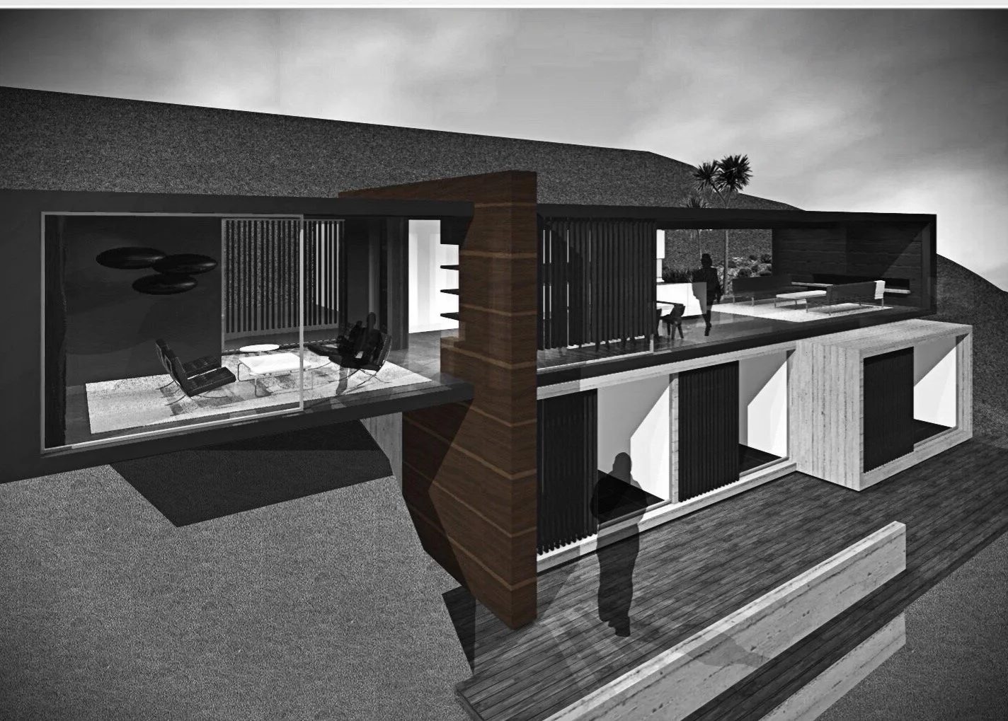 Residential interior with fireplace