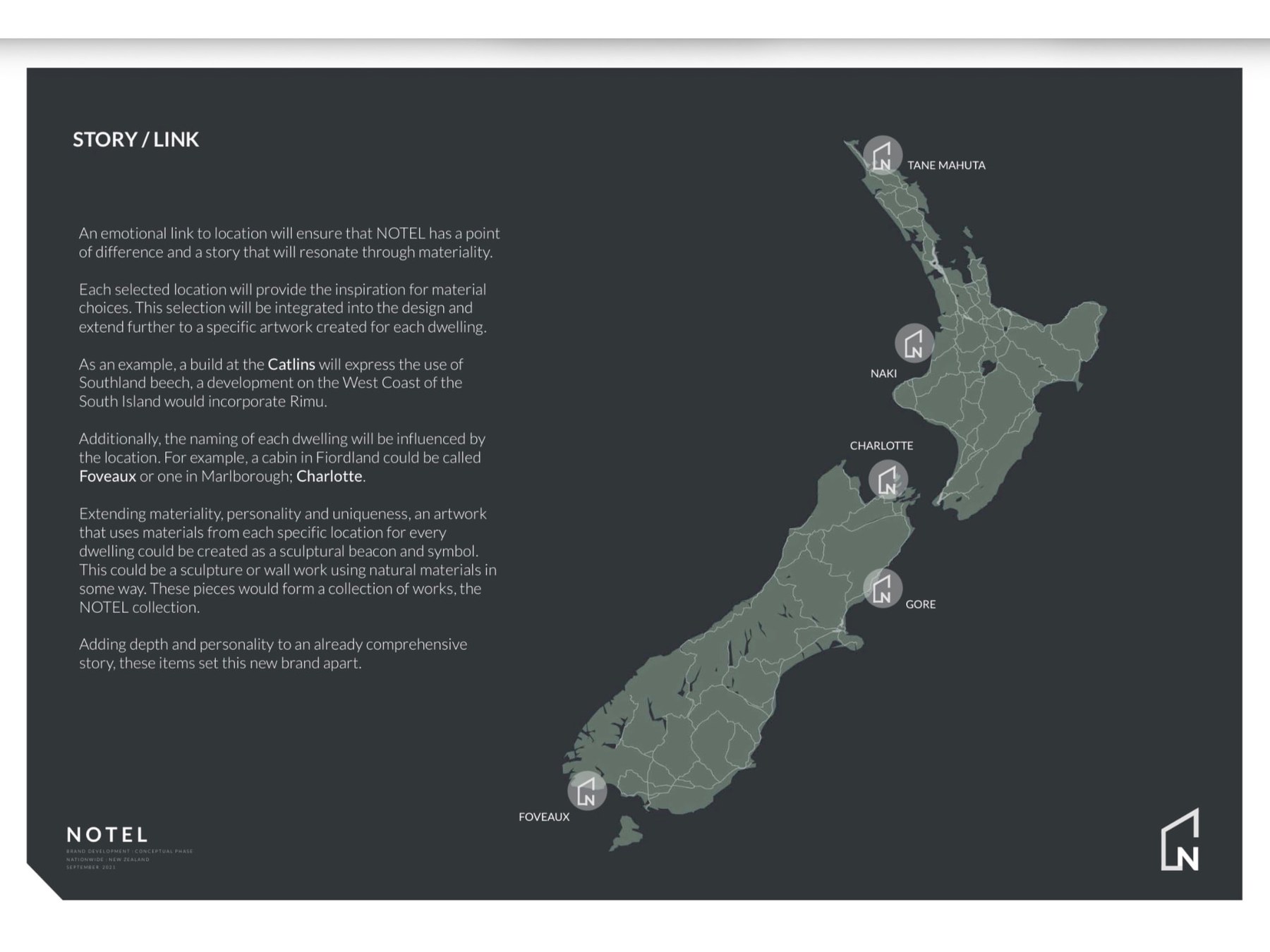 NOTEL brand story – location map of New Zealand