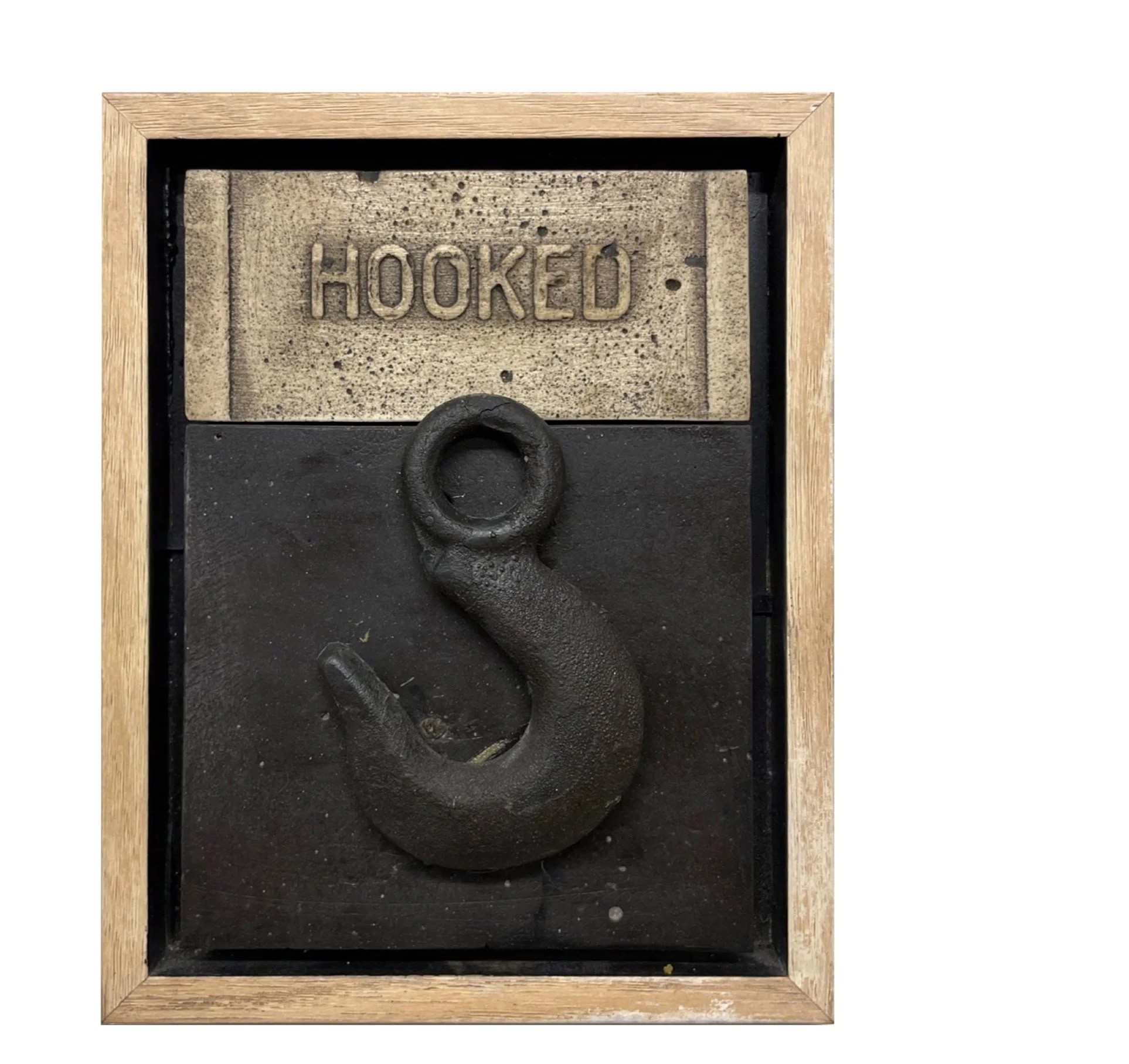 Hooked – cast porcelain and antique industrial hook